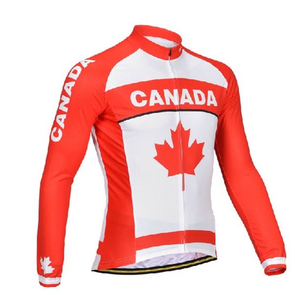 

2018 fcanad cycling jersey men long sleeve thin retro national flag cycling clothing mtb/road bike clothes quick dry bike jersey, Black