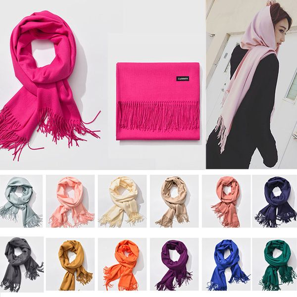 

fringed cashmere scarf long ladies warm solid color changeable shawl wrap neckerchief blankets party favor for christmas 210*70cm fwx9-848