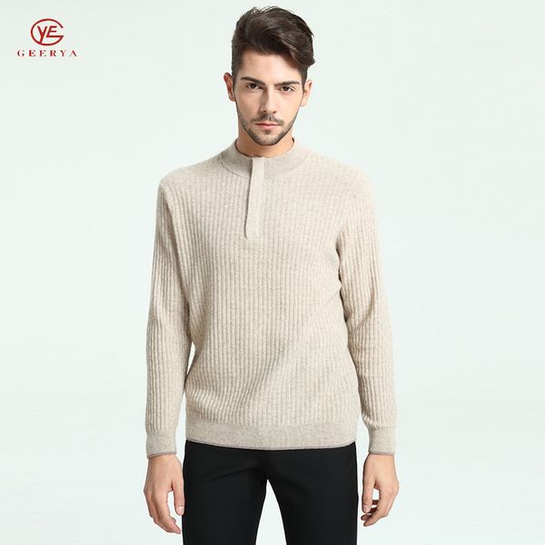

geerya sweter hombre invierno with long sleeve cashmere clothing new arrival slim warm sweaters o-neck pullover men top, White;black