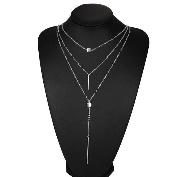 

2019 bohemian multilayer choker necklace women tassel chain necklaces pendants for women chunky necklaces jewelry collares, Golden;silver