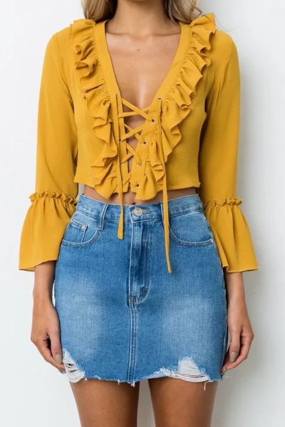 

autumn new style women's shirt blouse fashion bodycon ruffled horn sleeve blouses shirts bandage shirt blouse s  l xl, White