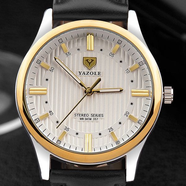 

yazole fashion watch men watch men's men waterproof watches clock saati montre relogio relojes hombre, Slivery;brown