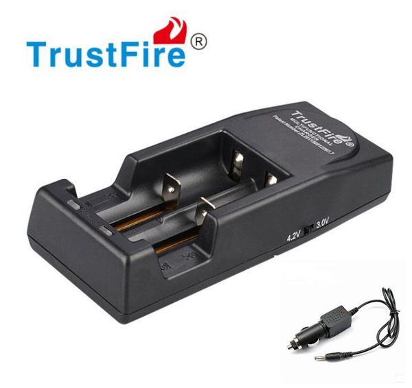 Original Trustfire TR001 2-Slot Carregador De Bateria De Lítio para 14500 16340 18500 18650 + carregador de carro 30 pçs / lote