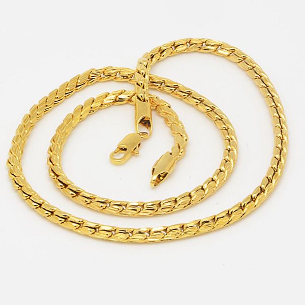 

5mm wide solid chain link 18k yellow gold filled womens mens necklace fashion jewelry gift 50cm long, Silver