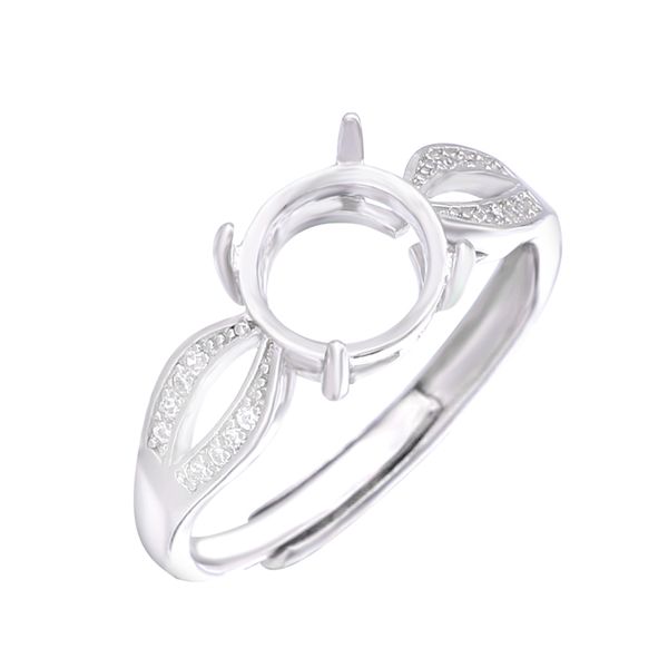 

Полу крепление кольцо настройки для круглый камень с боковой CZ 8x8mm твердые стерли