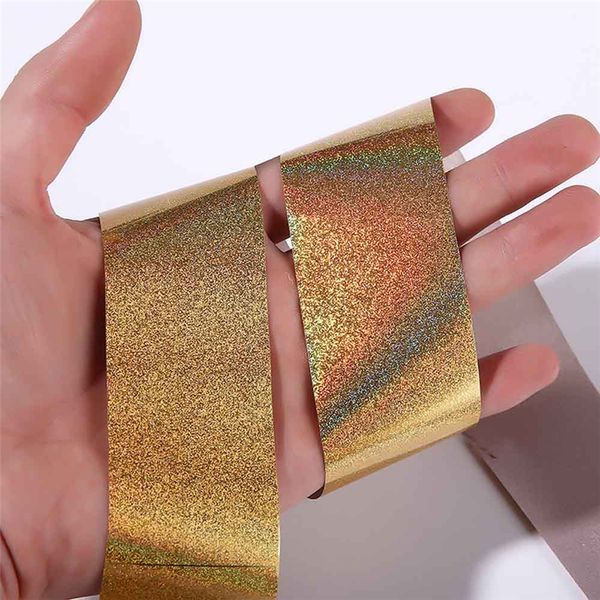 

stickers ongles 1 roll of 4 * 100 cm laser holo holographic nail foils nail art transfer stickers for nails for 0925, Black