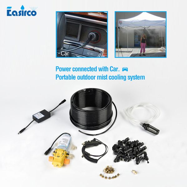 

powered with car 10pcs brass nozzles portable misting system for outdoor cooling
