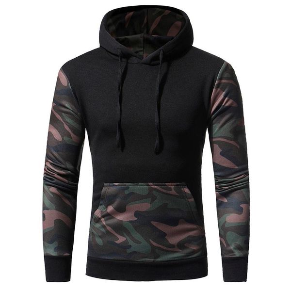 

jaycosin men's camouflage long sleeveprint hooded sweatshirt jacket coat outwear man slim fit shirt dropshipping 08.15, Black