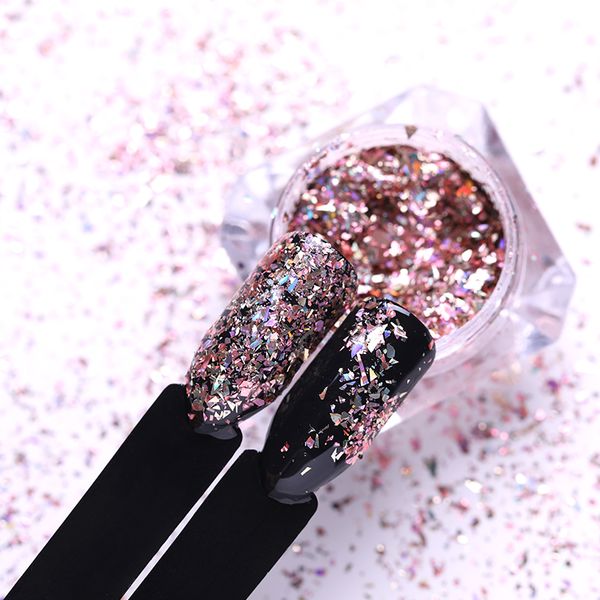 

born pretty 1 box nail powder rose gold holographic holo flakies sequins nail glitter paillette art diy decoration, Silver;gold