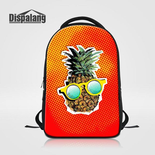 14-Zoll-Laptop-Rucksack für Frauen, einzigartiger Obst-Ananas-Schultaschen-Rucksack für Teenager-Mädchen, weibliche Rucksäcke, Rugtas, College-Mochilas-Pack