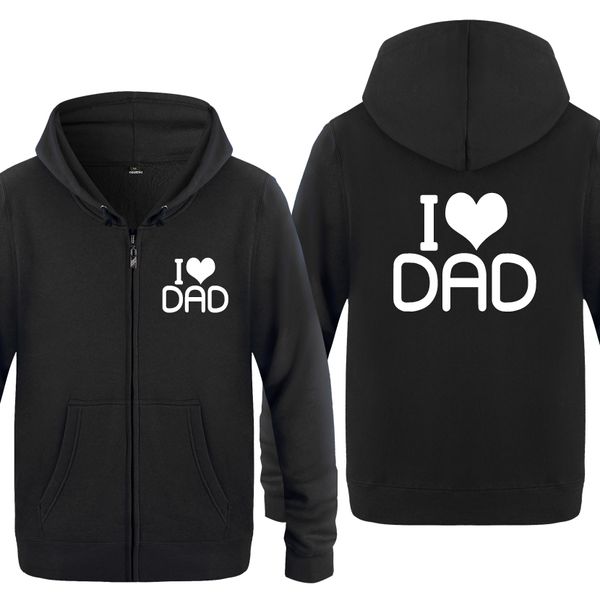 

i love you dad creative hoodies men 2018 men's fleece zipper cardigans hooded sweatshirts, Black