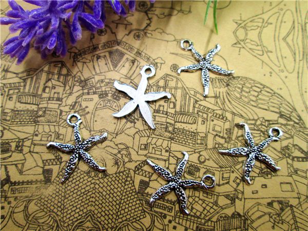 

120pcs delicate starfish charms in silver tone 18x18mm, Bronze;silver