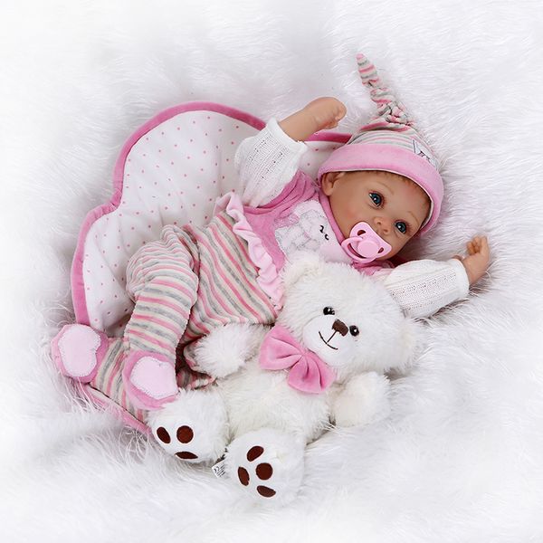 

2016 new 22" 55cm simulation silicone baby dolls reborn babies newborn bebe reborn for kid brinquedos gifts teddy bear juguetes
