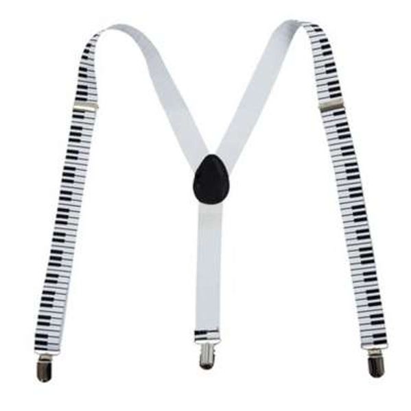 

clip-on suspenders black white piano keyboard pattern elastic y-back suspenders braces 100cm