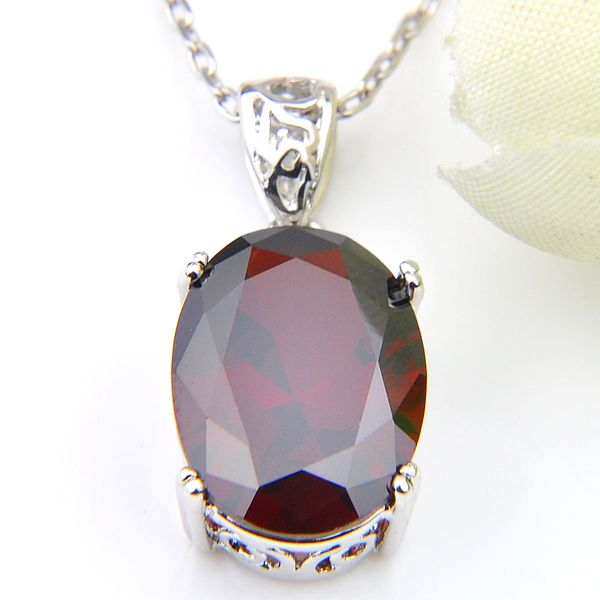 

luckyshine 925 sterling silver pendant necklaces women's easter colares ruby jewelry indian garnet gemstone pendant jewelry