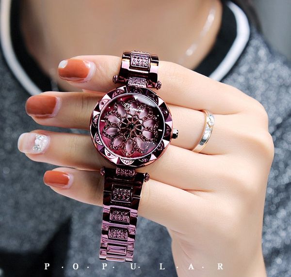

luxury alloy dress trend watches ladies gift women's to diamond quartz steel personality of fashion the windmill stainless run watch uj, Slivery;brown
