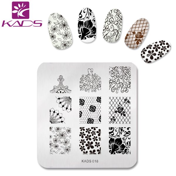 

kads 2017 full beauty flowers image print stencil stamp stamping nail plates nail art template styling diy decoration tool, White