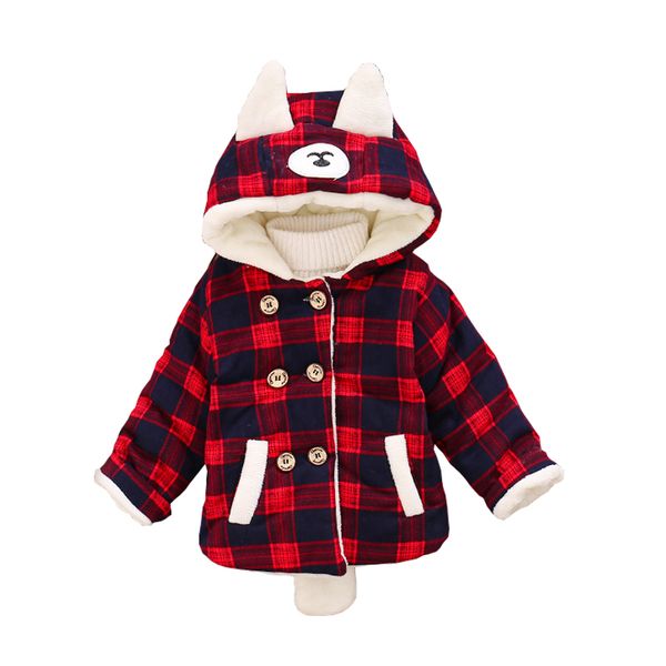 

2018 new winter girls clothing sets outerwear baby girl warm cotton toddler newborn fashion coats hooded children girls clothe, Blue;gray