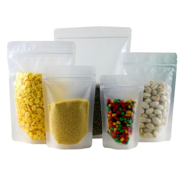 

stand up food pouch matte zip lock plastic bag packaging frosted self clear zipper heat seal baking package reclosable snacks