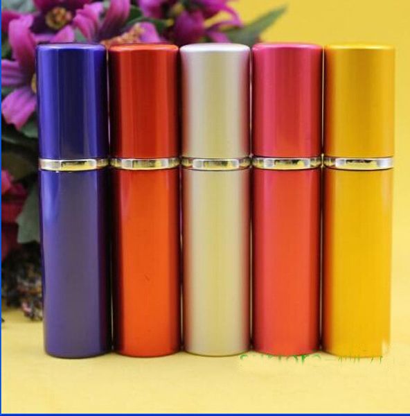 

2018 5ml perfume bottle colorful smooth aluminium refillable perfume atomizer travel bottles fragrance glass spray bottles home fragrances