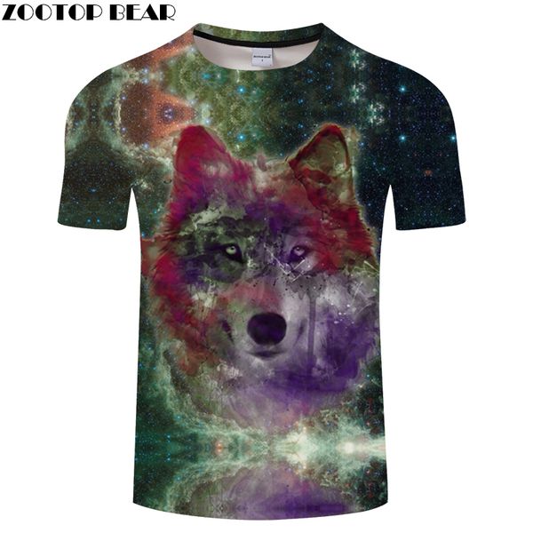 

galaxy 3d tshirt men women t shirt wolf t-shirt harajuku tee print streetwear short sleeve tee summer drop ship zooear, White;black