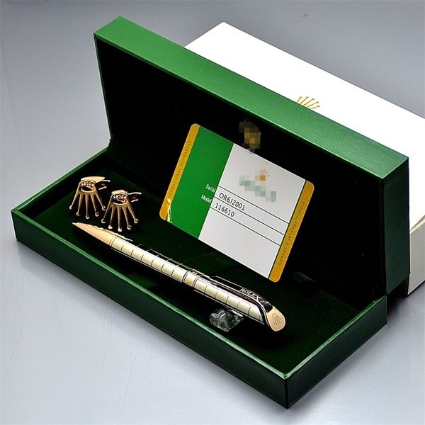 

Chri tma gift luxury rlx brand men hirt cufflink ballpoint pen with original box packing for groom man wear jewelry cuff link