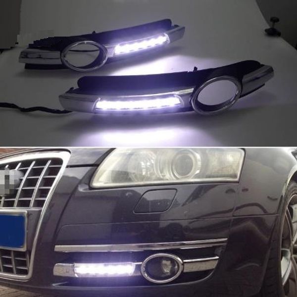 

2pcs для audi a6 c6 2005 2006 2007 2008 хромированной газа водонепроницаемый abs автомобиля drl лампы 12v led дневного света daylight