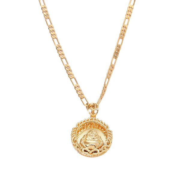 Collana con ciondolo Buddha Maitreya in oro vintage Gioielli religiosi per donna