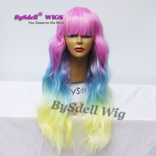 Mermaid Colorful Pastel Hair Wig Synthetic Pastel Rainbow Hair