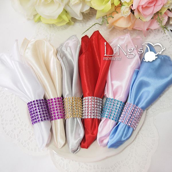 

10pcs/lot 8rows 4cm width rhinestone mesh napkin ring for wedding party table decoration 6 colors pick