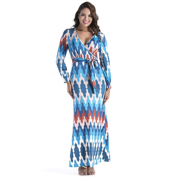 

autumn ladies wear mm thick code, deep v collar print dress fp6028, Black;gray
