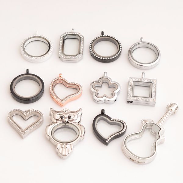 

10pcs/lot, random mix floating lockets, with 50-55cm chain, Black