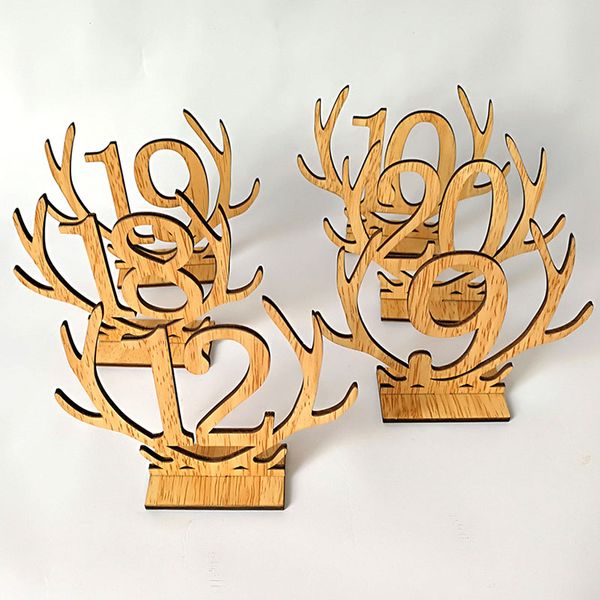 

1-20 numbers wooden wedding decoration numbers reindeer hallow shape table number for bar party xmas table decoration 20pcs/set fhh7-1487