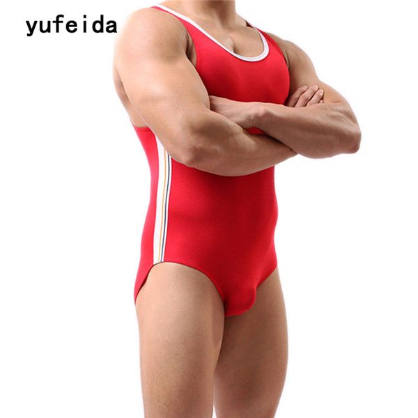 

yufeida men's fight strong bodysuit leotard wrestling singlet mankini shaper jumpsuit boxer briefs underwear tyle leotard, Black;brown