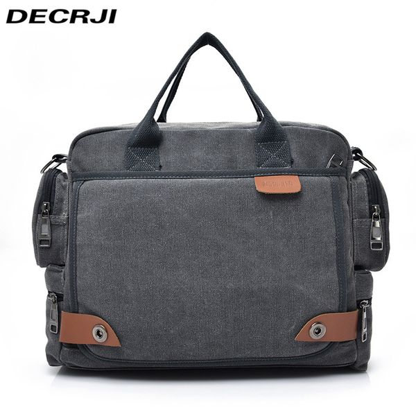 

decrji 2018 multifunction canvas men bag male messenger bags large capacity travel tote bags man business briefcase