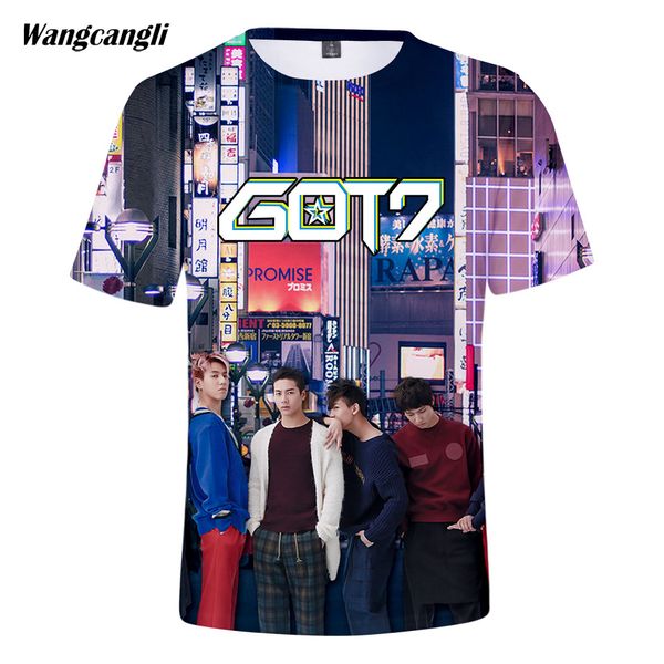 

wangcangli summer fashion got7 printing o neck short sleeve t shirt got7 kpop loose t-shirt harajuku lovers tees, White;black
