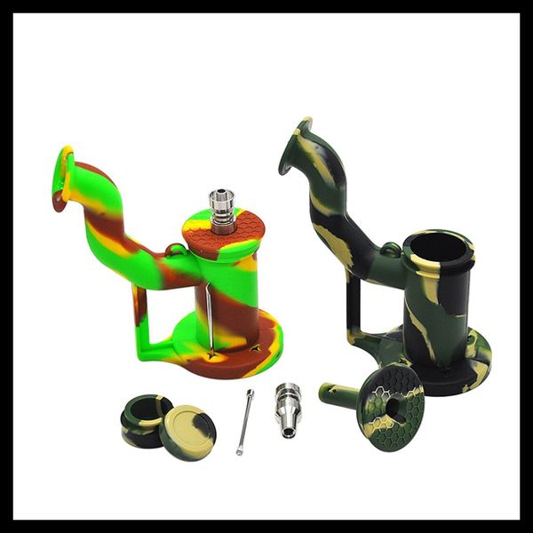 

Portable Silicone Smoking Pipe with Double Holes Tobacco Smoking Water Pipe Silicone Cigarette Holder Multi Color Avaiable Hot Sale