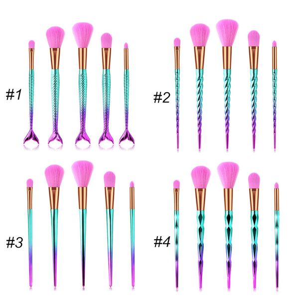 

colorful gradient makeup brush set 5pcs professional mermaid make up brushes kit for foundation powder facial concealer eyeshadow
