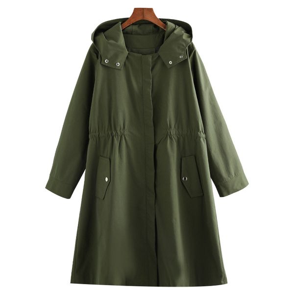 

autumn winter plus size 10xl 9xl 8xl hooded trench female casual windbreaker long women's trench coats, Tan;black