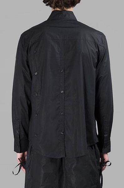 

6xl the big size show black shirt multi-button deconstruction creative long-sleeve shirt dark literary style menswear brand, White;black