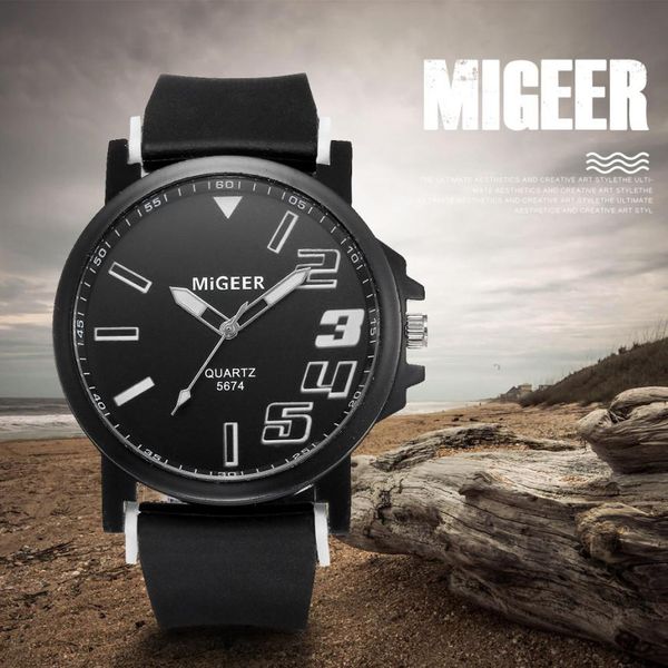 

fashion relogio men necessary sport large dial watches sport wristwatch silicone fashion hours man watches quartz black 4*, Slivery;brown