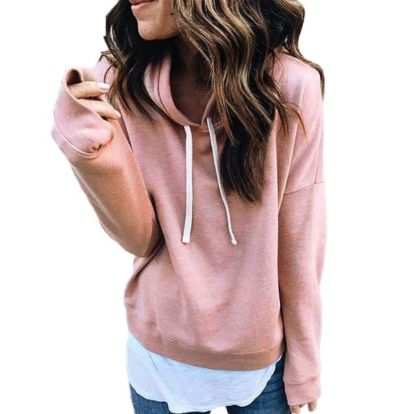 

jaycosin 2018 fashion women solid sweatshirt long sleeve blouse hooded pocket pullover shirt 18oct23, Black