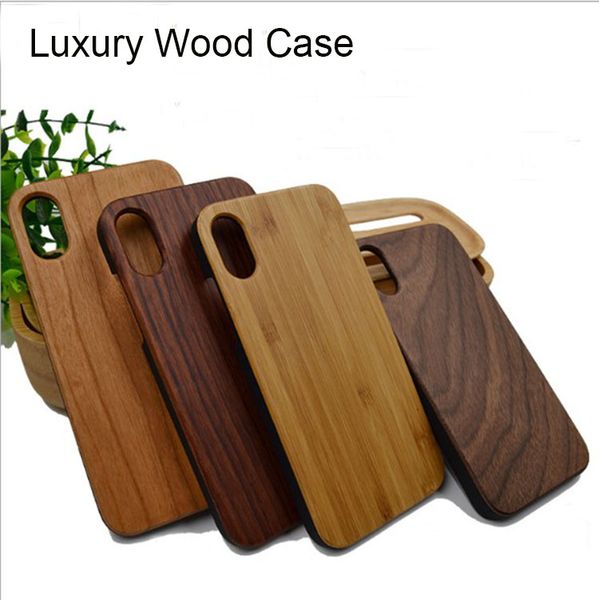 Welcome Custom Design Wood Case For iphone 10 X 7 8 6 6S plus Blank Wooden Bamboo + PC Hard Back Cover Cell phone Case For Samsung S9 S8 S7