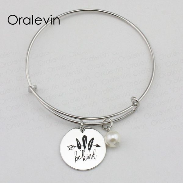 

be kind inspirational hand stamped engraved creative charm pendant wire expandable bracelet handmade jewelry,10pcs/lot, #ln2279b, Black