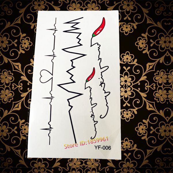 Acheter Hot Sexy Femmes Main Jambe De Maquillage Tatouage Ayf06 Chaud Mignon Chili Battement De Coeur Ecg Vague Amour électrocardiogramme Imperméable