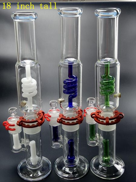 Bong dritto Super Size per narghilè con clip Triple Honeycomb 18 pollici 46cmx5mm Pipa ad acqua in vetro Percolatore