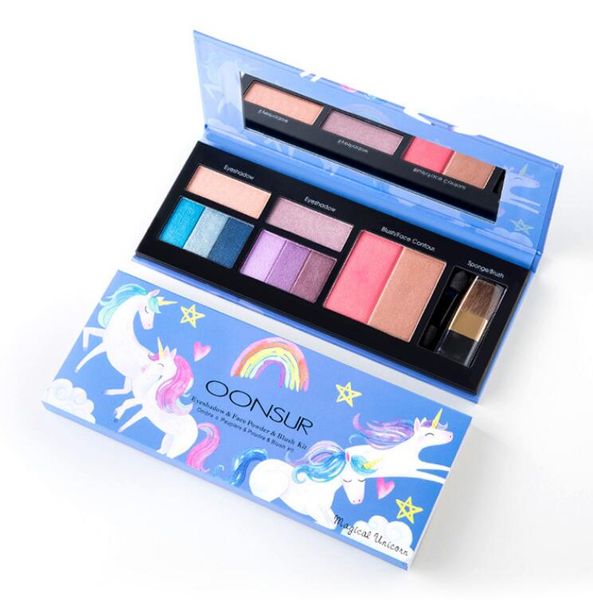 

oonsur 6 colors eye shadow +2 blush and 2 highlighter shimmer unicorn make-up eyeshadow dish ing