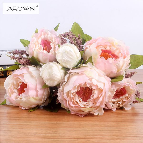 

jarown 7 heads/bunch new.silk / simulation / artificial flower peony flower bouquet for wedding table accessory home decoration