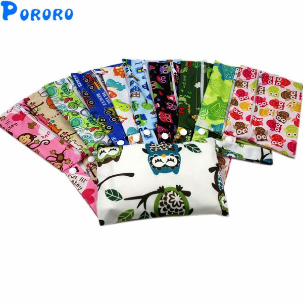

5 pcs/lot pul wet bag baby waterproof cloth diaper bag reusable baby nappy diaper pocket zipper print wet bags 14x20cm