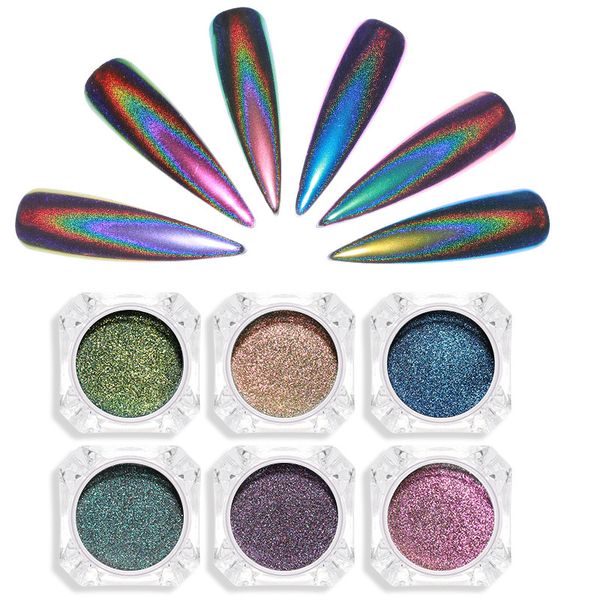 

1pot peacock mermaid chameleon nail glitter powder magic mirror laser chrome pigment manicure nail art decoration uv gel diy new, Silver;gold